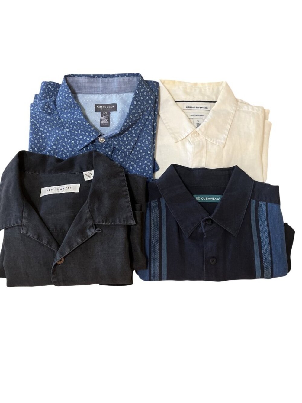 Lot Of 4 Mens Shirt Sleeve Button Up Shirt Sz L Casual Linen Cotton